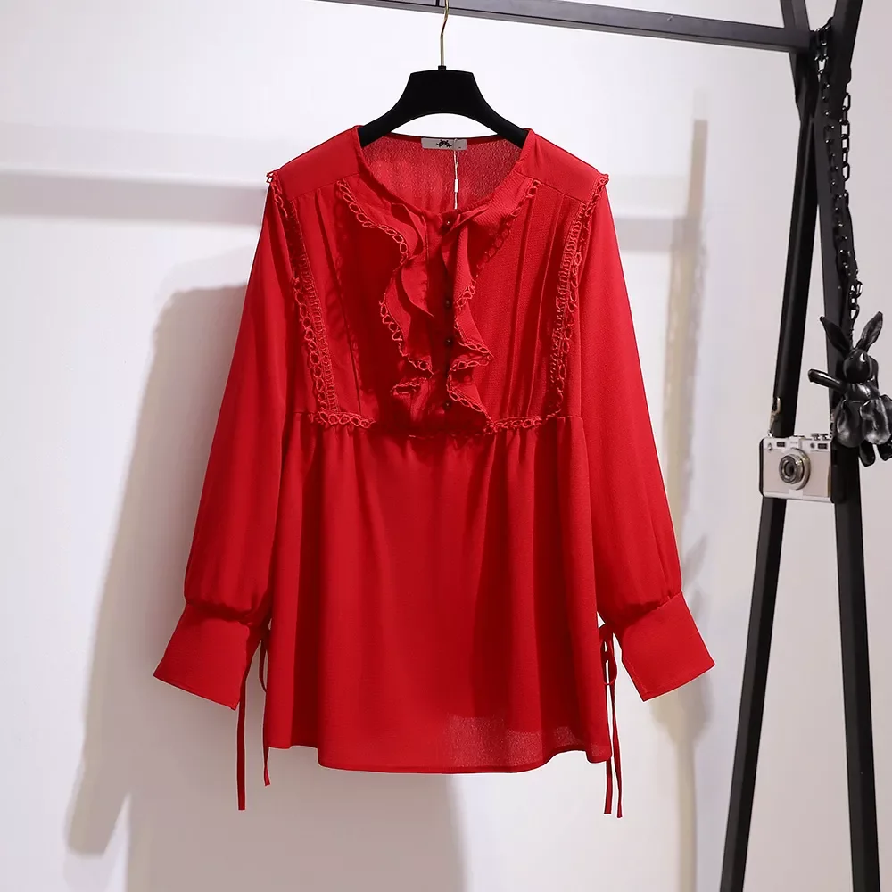 

Plus Size Women Elegant Long Sleeve Pullover Shirt Casual Spring Autumn Blouse Work Blusas Female Solid Loose Tops Tunic