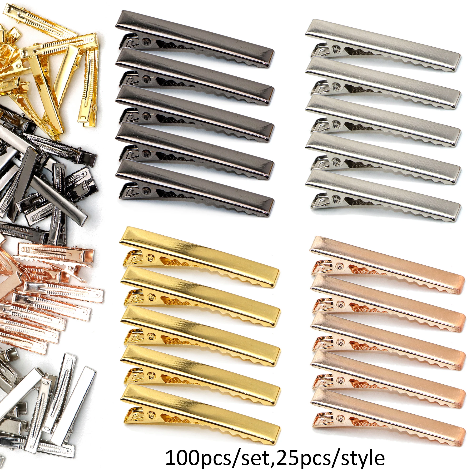 

Free Shipping 100Pcs 47mm Metal Hair Clips Single Prong Alligator Hairpin Clip Base for Jewelry Making Findings Supplies