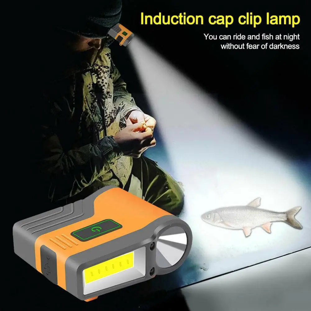 

3 Led Sensor Cap Light Cob Finger Sensor Hat Headlight On Headlamp Clip Light Rechargeable Hat Flashlight Outdoor Usb Cap M A4f6