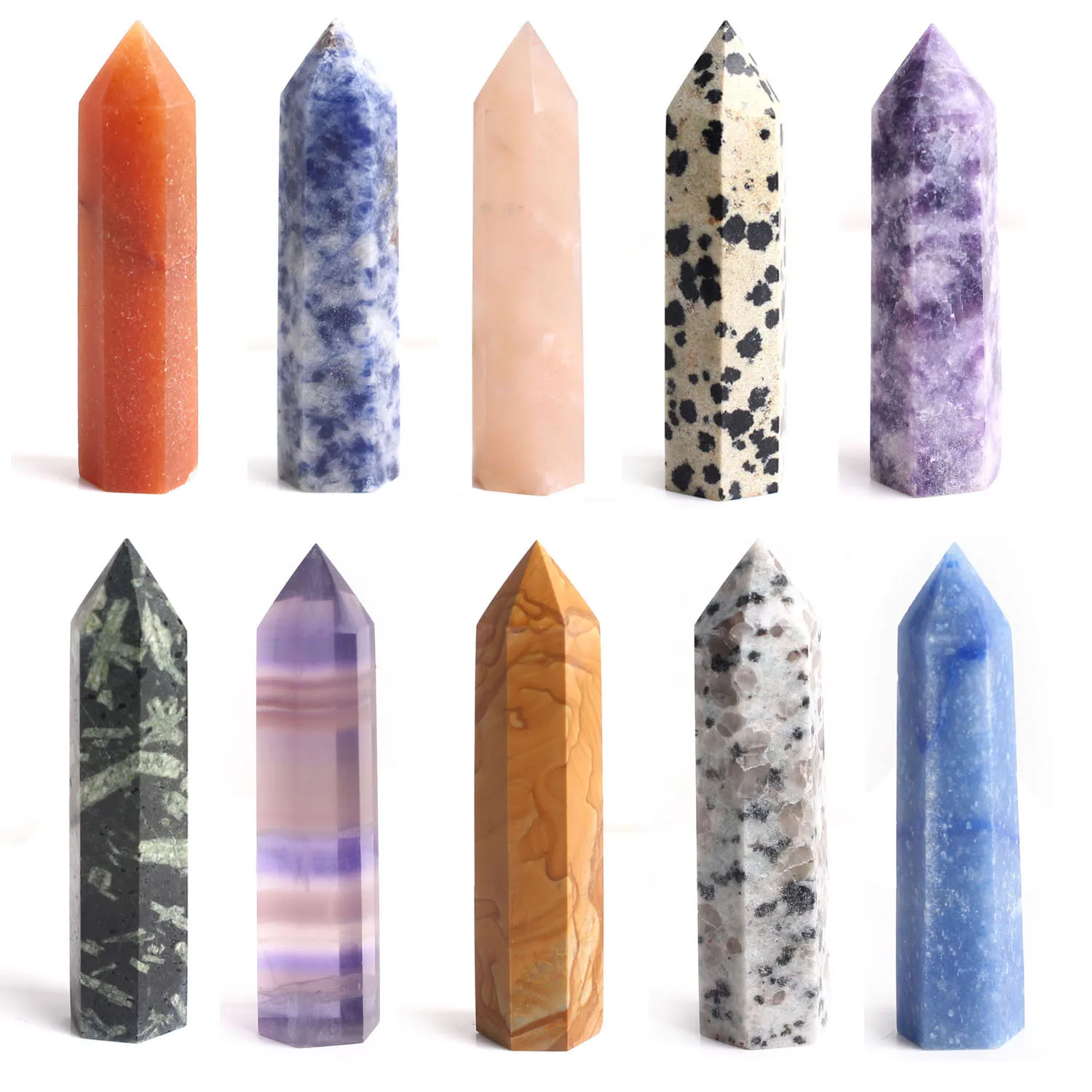 

1PC 50-60mm Crystal Wand Pendant Quartz Wandpoint Colorful Fluorite Obelisk Reiki Chakra Healing Necklace Gift