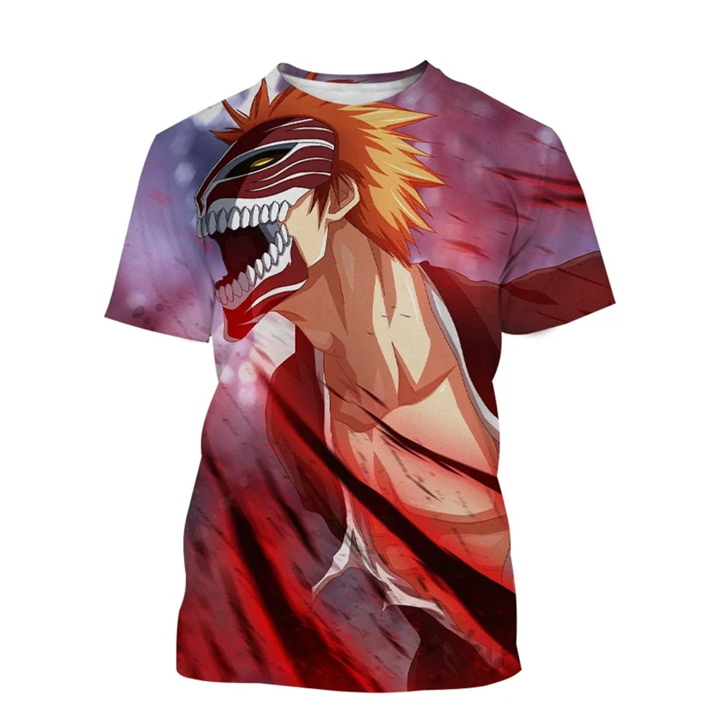 T-shirt Casual Stampata in 3D Nuova Moda Donna/uomo Girocollo Anime Giapponese Kurosaki Ichigo Hip-hop Manica Unisex Co