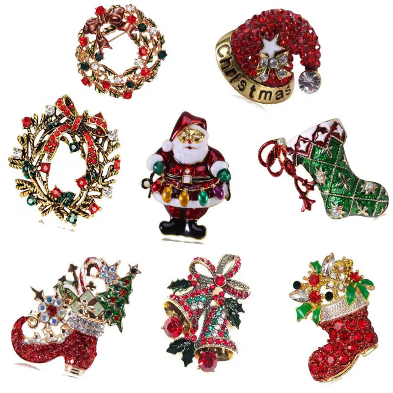 

Delicate and Fashionable Christmas Series Santa Claus Socks Wreath Brooch Atmosphere Accessories