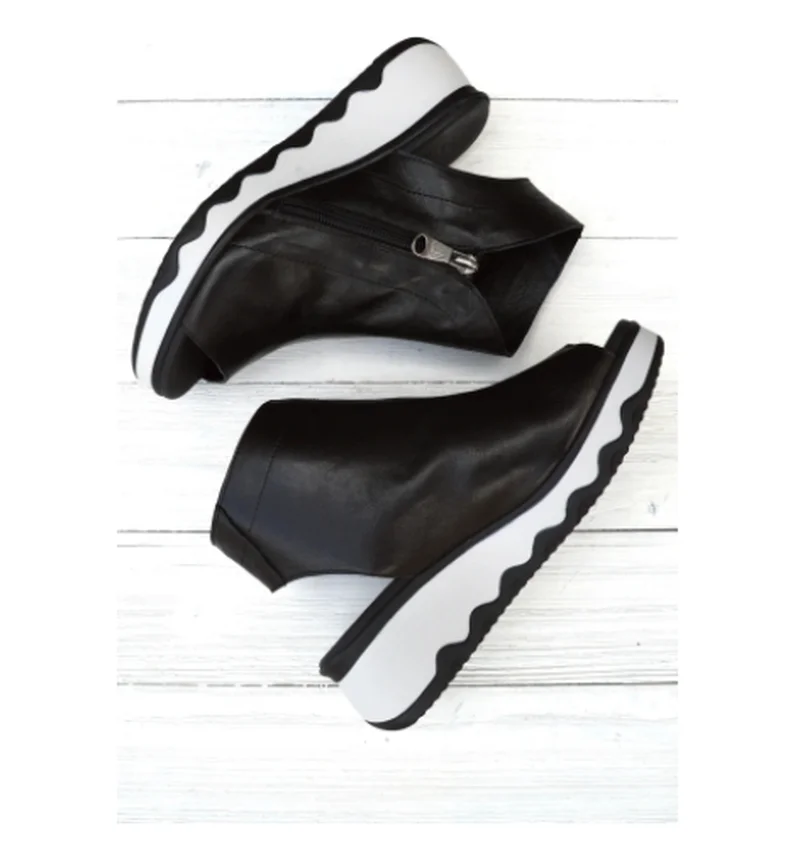 

Casual Platform Shoes for Women Wild Fashion PU Leather Peep Toe Bare Heels Summer Sandals Wedges Handmade Slippers High Heel