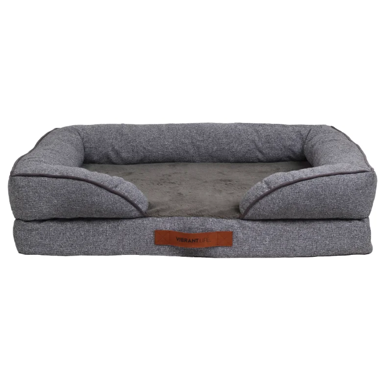 

Vibrant Life Large Cozy Orthopedic Sofa-Style Dog & Cat Bed, Gray cat litter mat cat bed