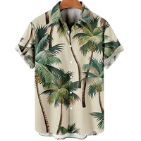 summer hawaiian shirts for men 3d coconut tree print shirts men holiday short sleeve beach top t shirts men oversized shirts
