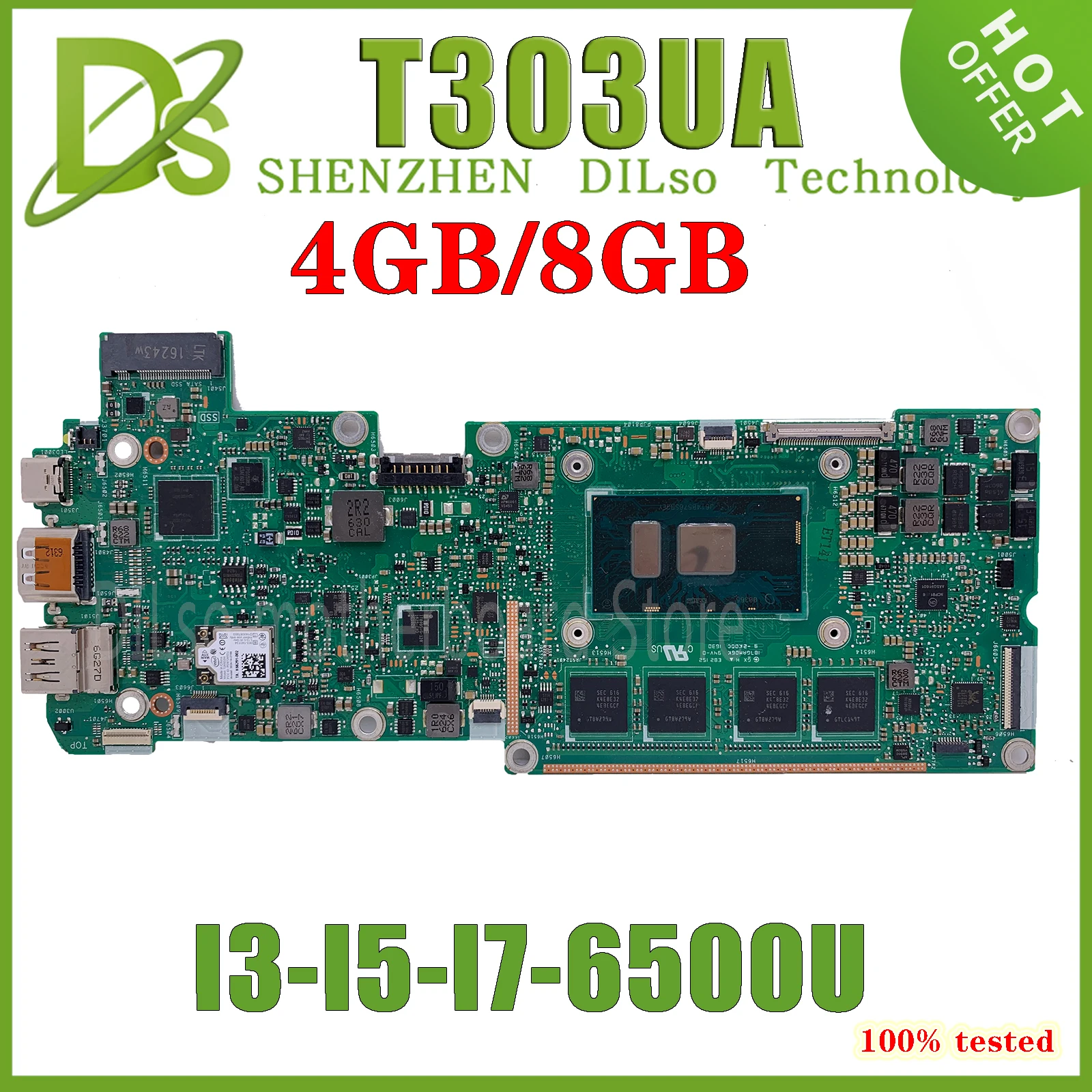 

KEFU T303UA Motherboard for ASUS Transformer 3 Pro T303 T303U With I5-6200U I7-6500U 4G/8GB-RAM 100% Fully Tested