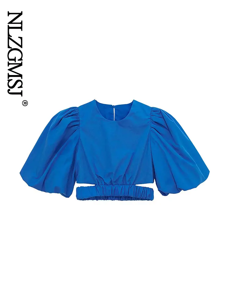 

Nlzgmsj Women Sexy Top Summer Blouses Women Hollow Out Waist Blouse Female Back With Button Holiday O Neck Blouse Tops 202205