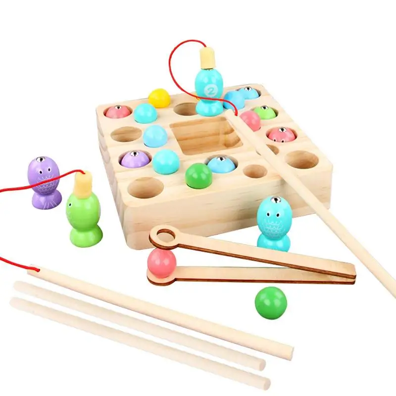 

Magnetic Fishing Toys For Kids Wooden Magnetic Beads Fishing Game Toy Smooth Edges Early Educational Toy For Travel Home School