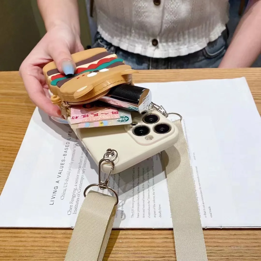 Мультяшный Кошелек для монет сумка чехол iPhone 15 13 14 11 12 Pro Max X XR XS 7 8 Plus SE 2 мягкий