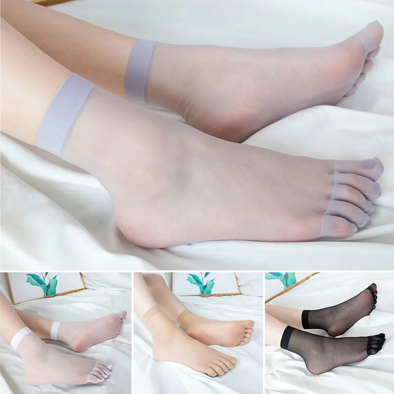 Летние женские прозрачные ультратонкие носки с раздельными пальцами дышащие