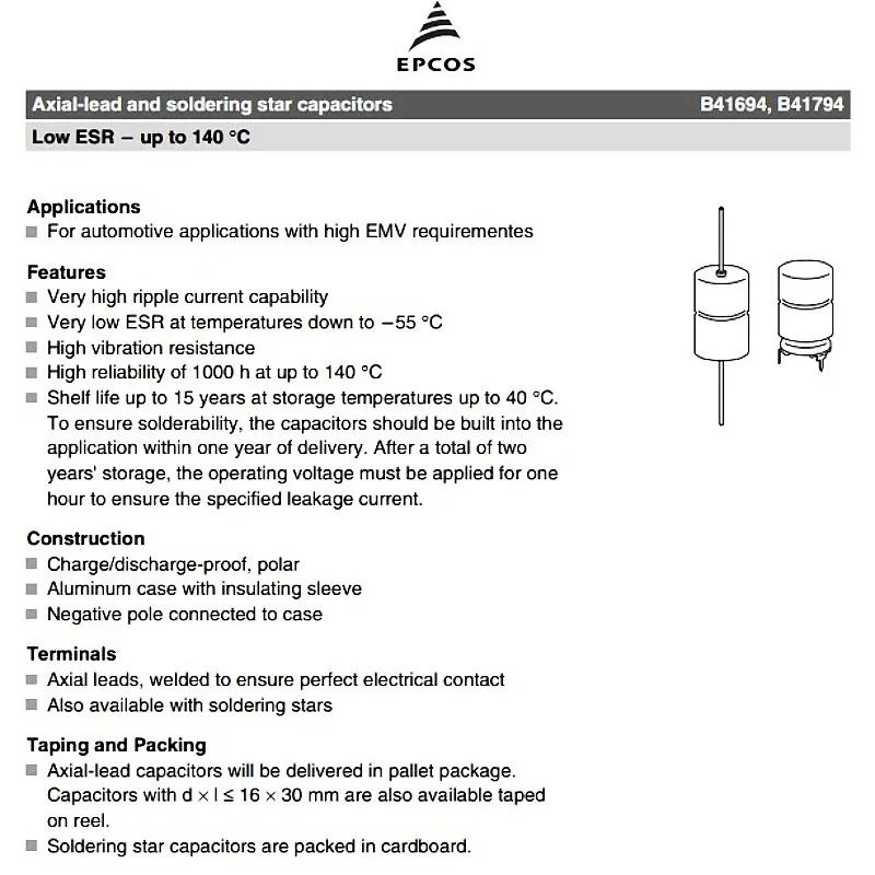 2 шт./партия электролитический конденсатор B41694S5228 Q1 2200 в