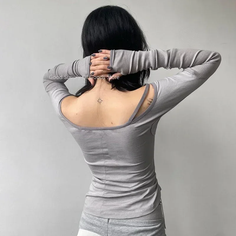 Однотонный лоскутный укороченный топ бандажная асимметричная футболка женская