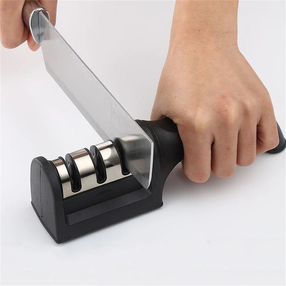 

Handheld Knife Sharpener Multi-function 3 Stages Type Quick Sharpening Tool With Non-slip Base Kitchen Knives Accessories Gadget