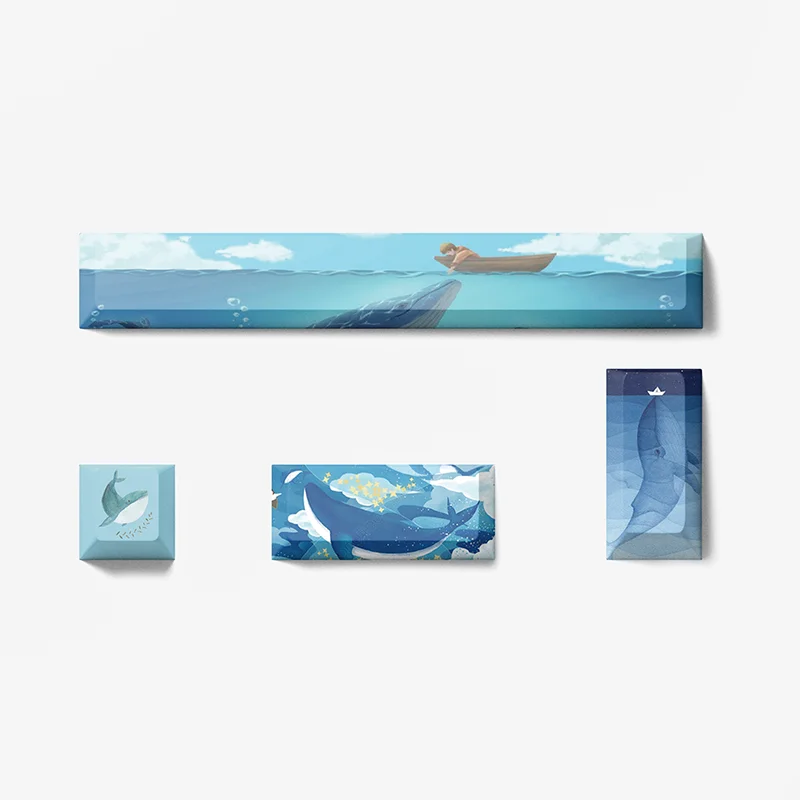 

Sea Whales Key Cute Personality Keycaps Cherry Profile PBT Five Side Heat Sublimation Space ESC Enter Keys Mechanical Keyboards