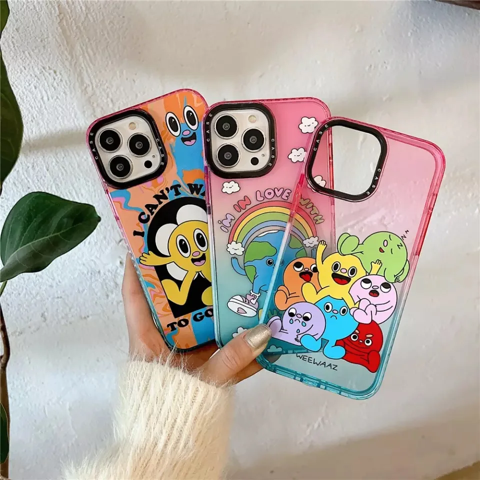 

Fashion Cute Emotional doll pattern Cartoon Phone Cases For iPhone 13 12 11 Pro Max XR XS MAX 8 X 7 Gradient Candy Colors Cover