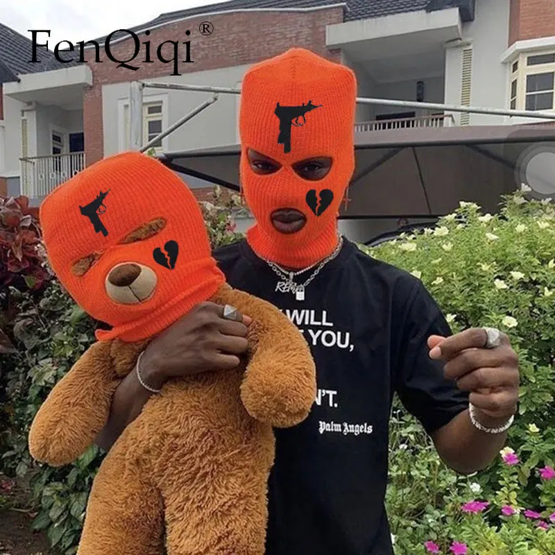 

Ветрозащитный чехол для лица с вышивкой Лыжные шапки для взрослых унисекс зимняя теплая шапочка Балаклава с 3 отверстиями пуловер Кепка