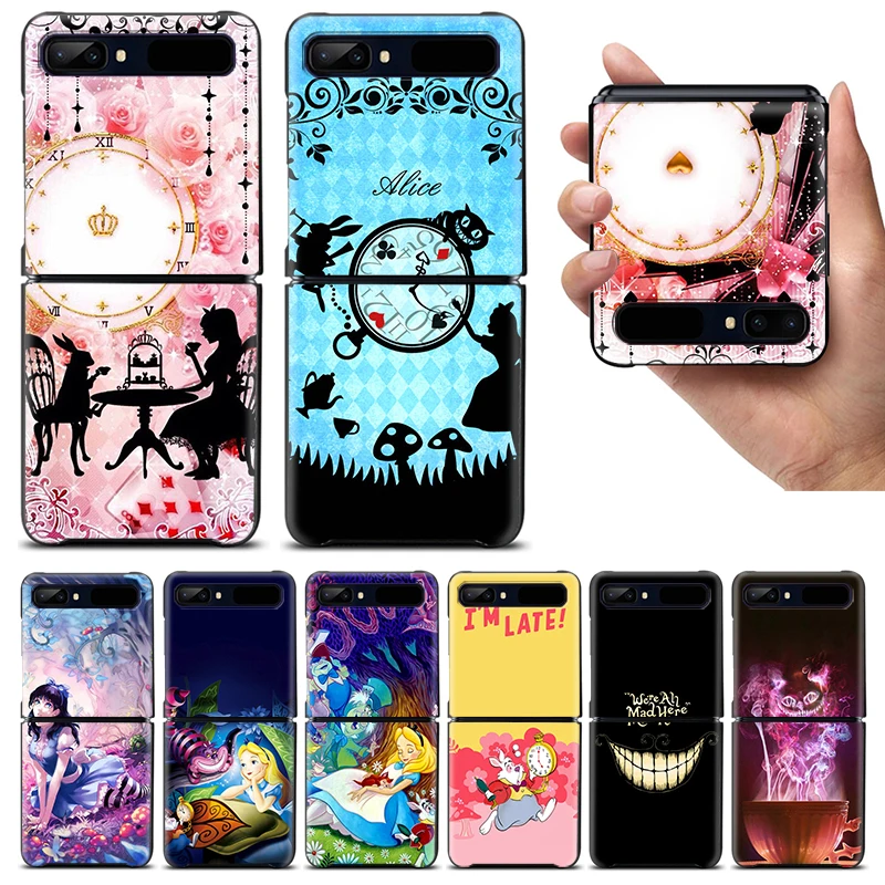 

Shockproof Folding Mobile Hard Shell Disney Alice in Wonderland For Samsung Galaxy Z Flip 4 3 5G TPU Black Phone Case Cover