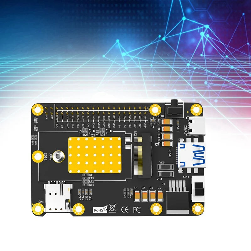 База 4G/5G HAT M.2 B Key To USB3.0 Карта расширения со слотом для SIM-карты Raspberry Pi 5 RM500Q RM500U GM800