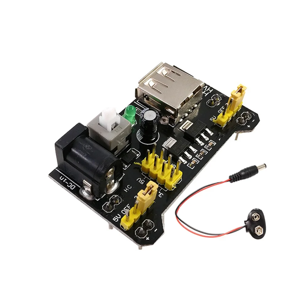 

5 Sets MB102 3.3V/5V Solderless Breadboard + 9V Battery Clip Buckle T-Type Power Cable Male 2.1MM DC Jack Plu