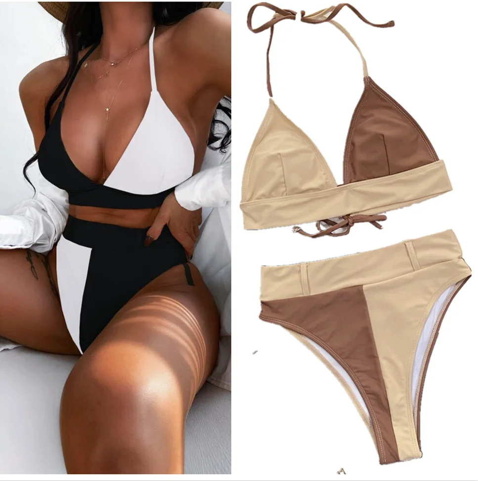 

2022 Two Pieces Bikini Set Push Up High Waist Swimwear Women Stroj Kapielowy Damskie Mujer Banador Badpak Dames Maio Biquini