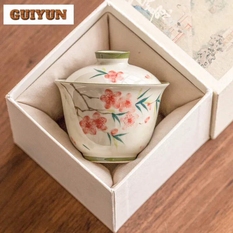 80 мл ручная роспись персиковый цвет Gaiwan сухой пивоваренный столик чайный поднос