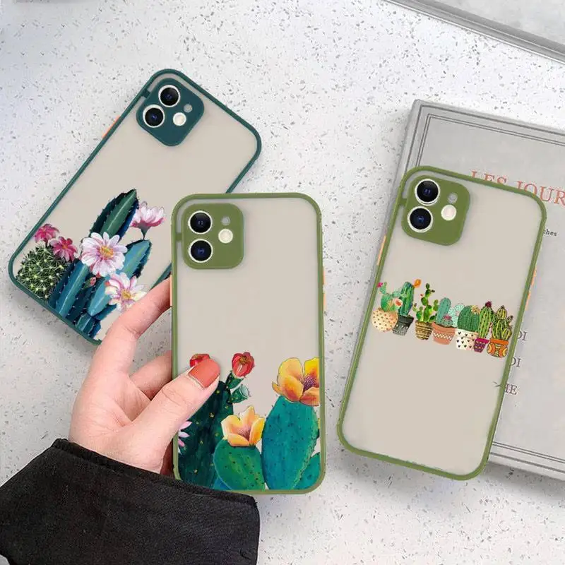 

cactus Cute cartoon Phone Case matte transparent For iphone 11 12 13 6 s 7 8 plus mini x xs xr pro max cover