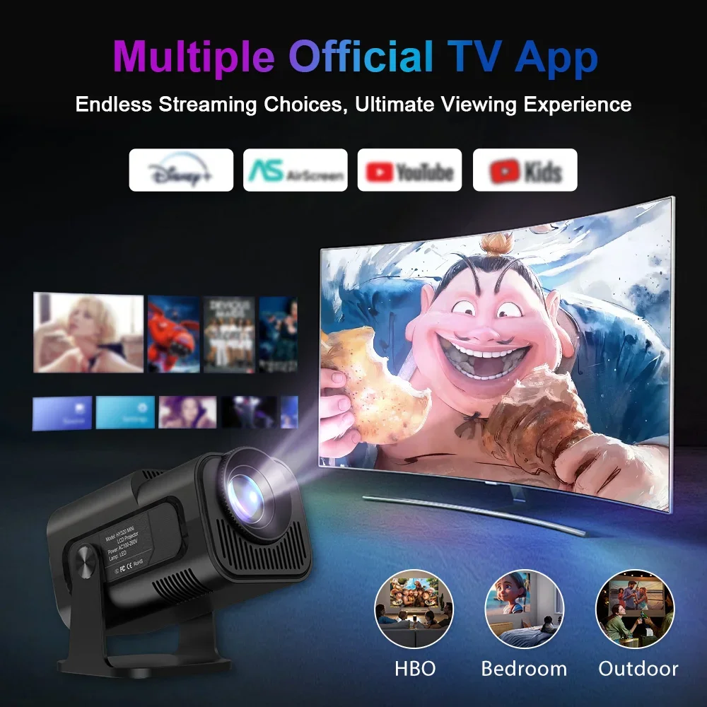 Фото Велек 300 Ansi HY320 Мини-проектор Обновление 4K Android 11 WiFi 6 BT 5.0 Allwinner H713 Домашний уличный портативный проектор для кемпинга №2