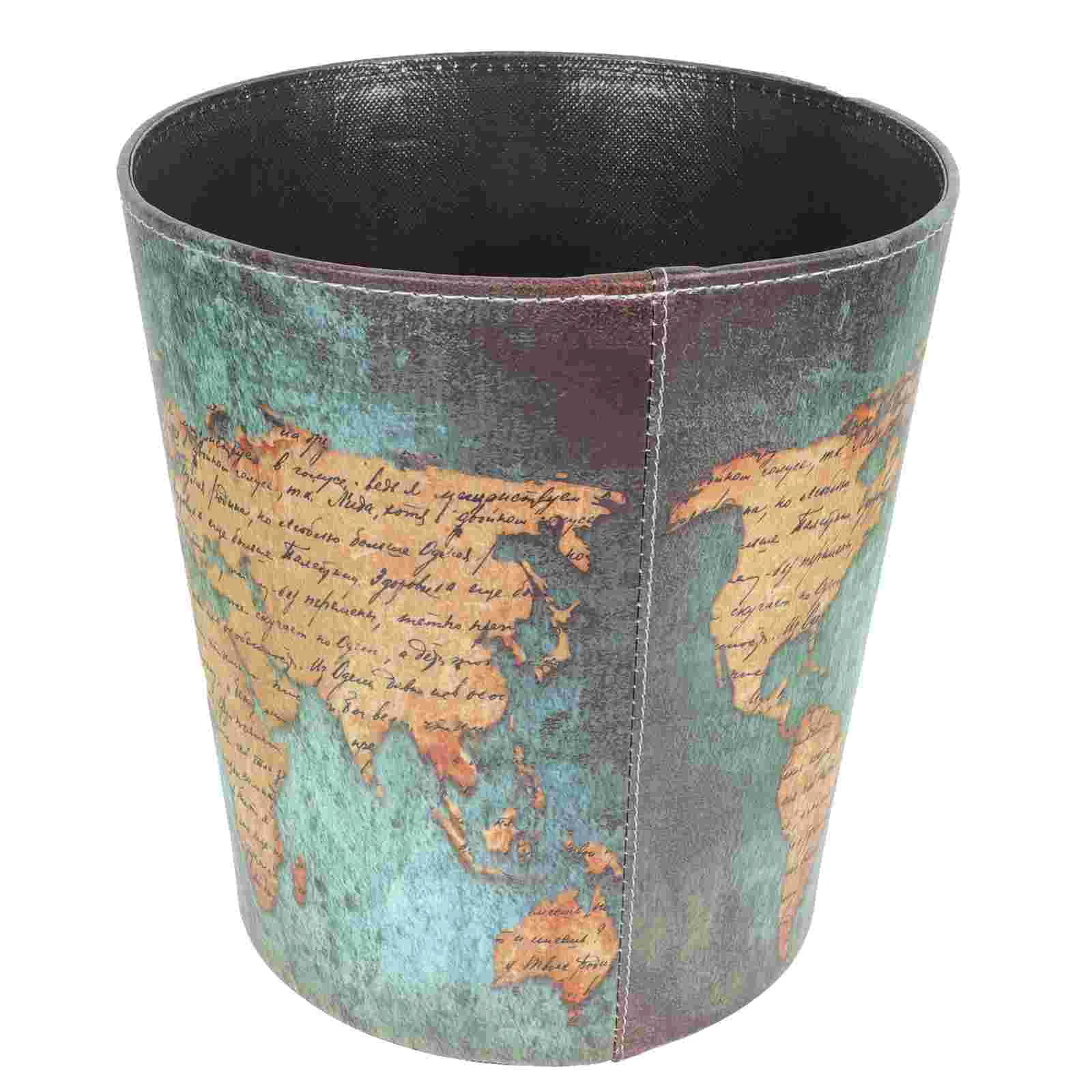 

1Pc Rubbish Containers Stylish Rubbish Containers Desktop Trash Cans Waste Bins Kitchen Trash Can World Map Trash Can