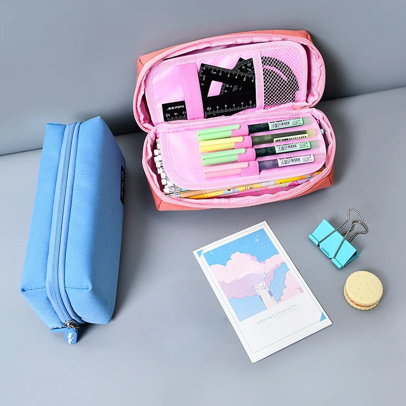 

Large Capacity Pencil Bag Stationery Holder Canvas Bag Zipper Pencil Pouch Universal Children Pen Case Student School Supplies