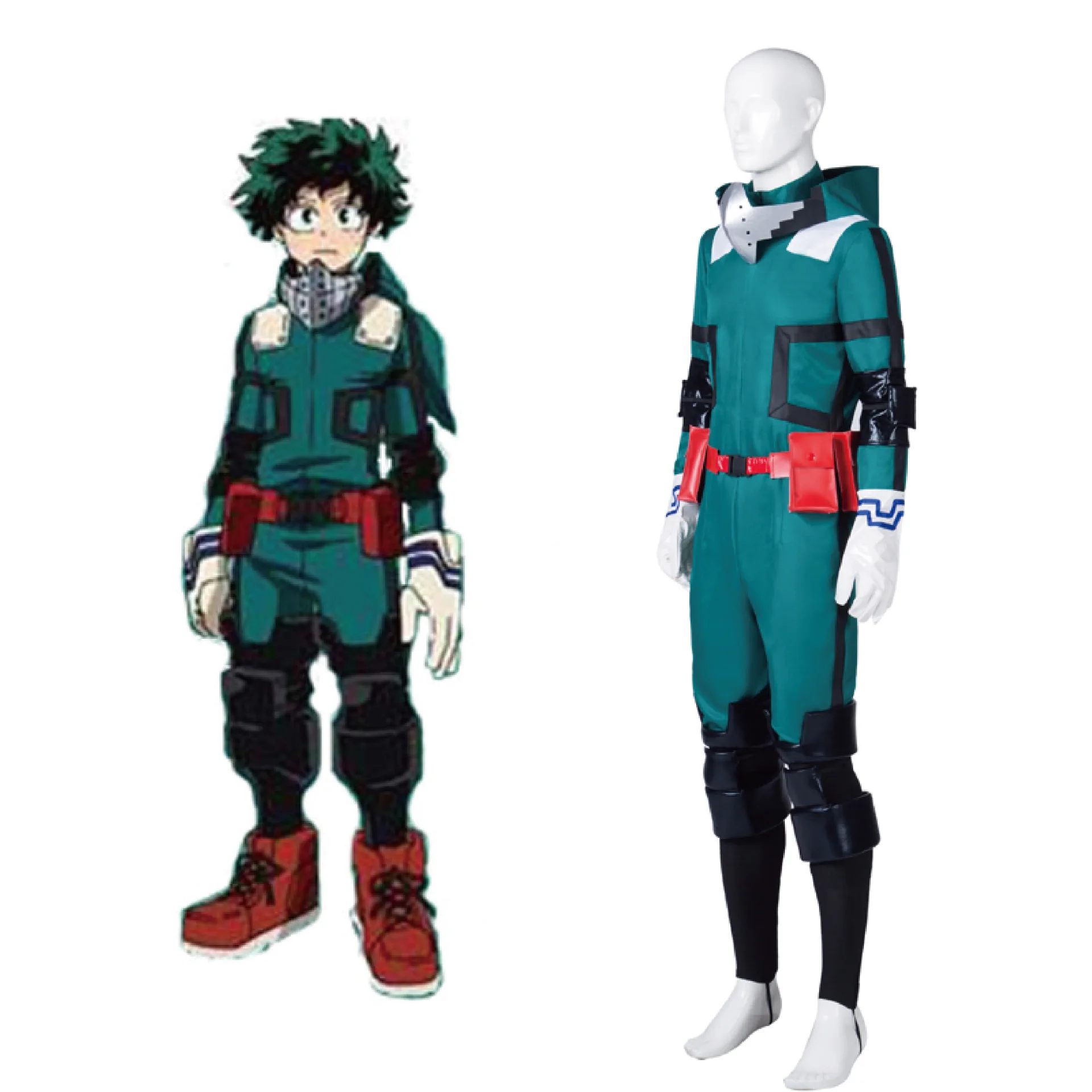 MHA Midoriya Izuku Cosplay Jumpsuit My Hero Academia Hero Uniform Boku no Hero Deku Battle Suit Carnival Halloween Green Wig