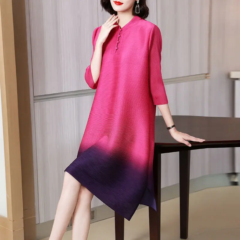 

Pleated dress 2022 summer dress fat mm temperament loose and thin mid-length skirt new fashion high-end design sense dress