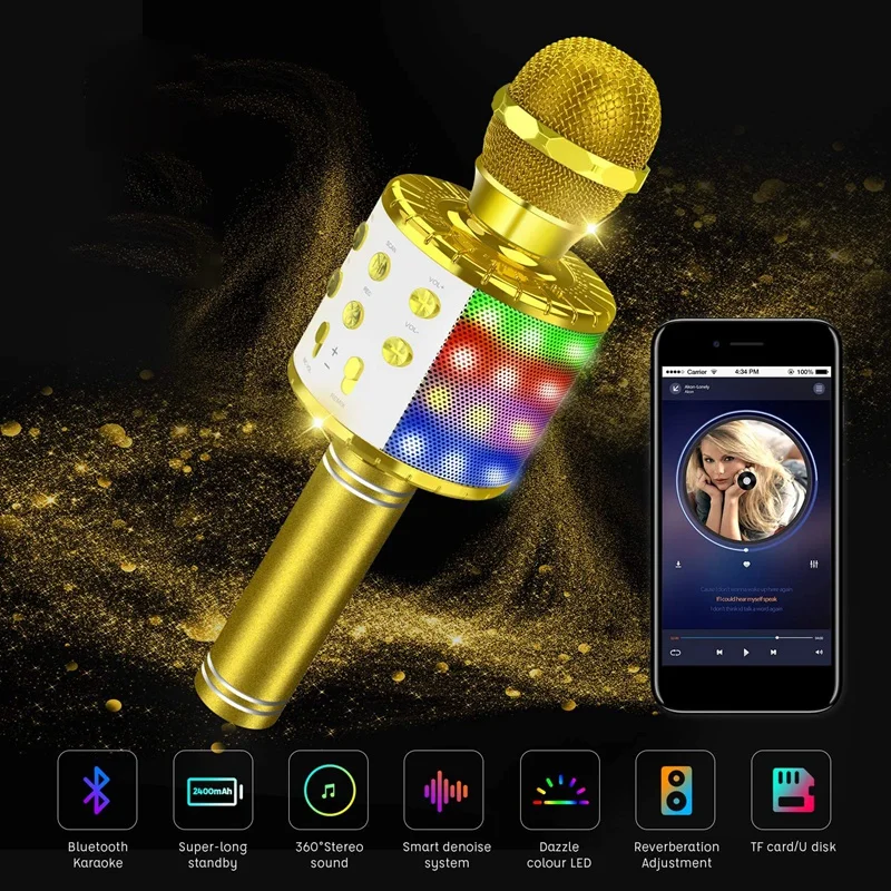 Беспроводной Bluetooth-микрофон для караоке Android / iPhone iPad/Sony/ПК |