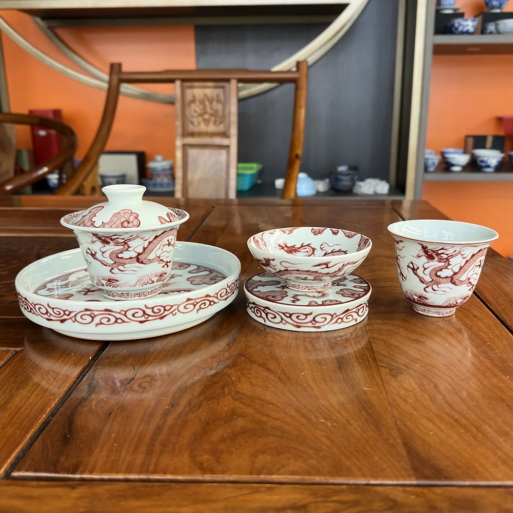 Деревянная печь ручной работы Цзиндэчжэнь красная и розовая чайная чашка Гавань