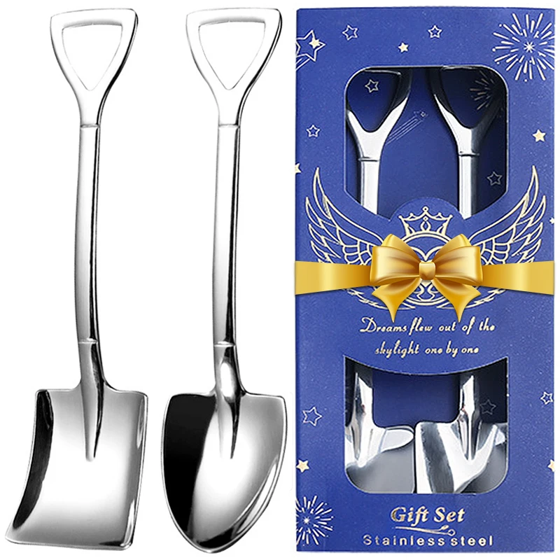 

4/1pcs Shovel Spoons Stainless Steel Coffee Teaspoon Creative Ice Cream Dessert Watermelon Spoon Kitchen Tableware Cutlery Set