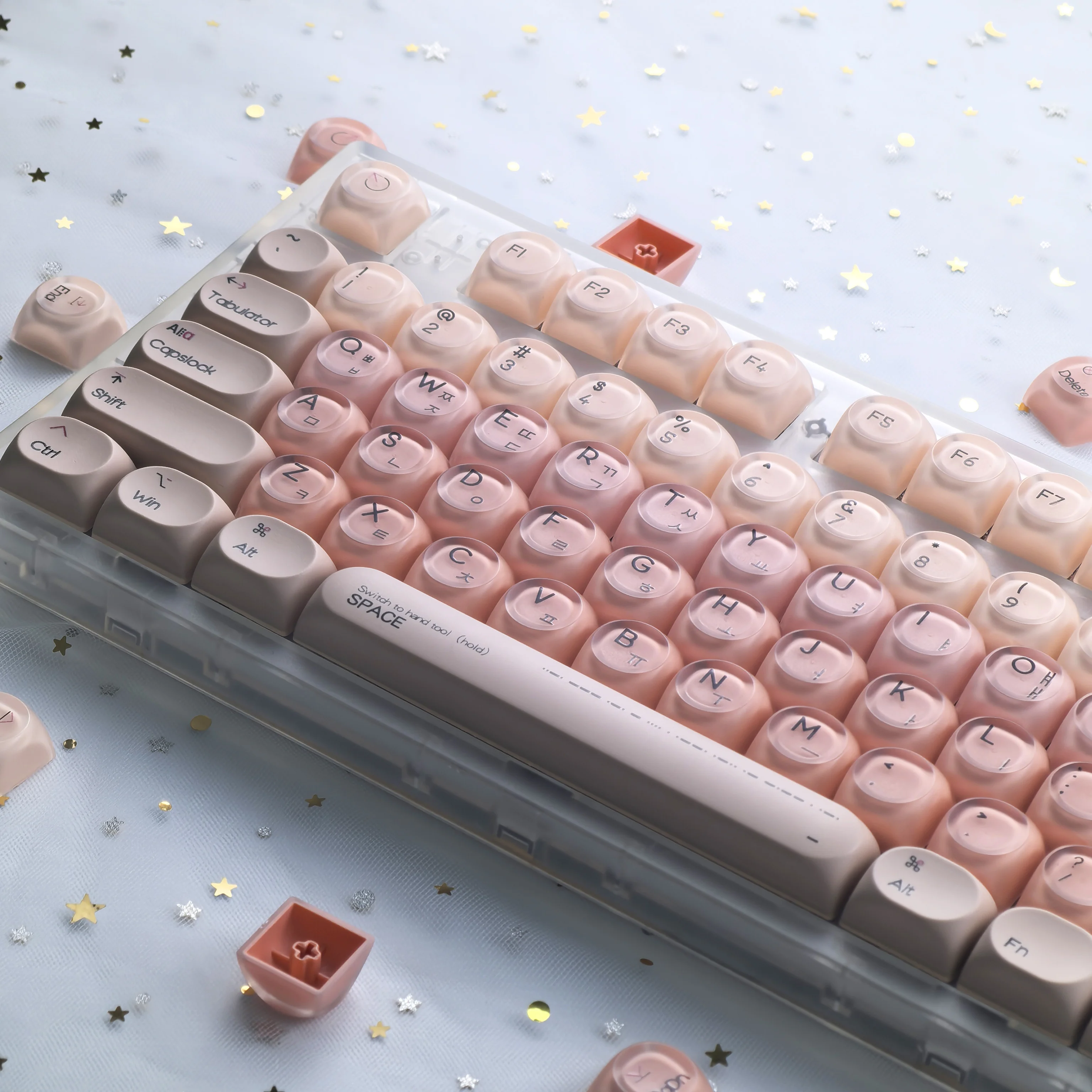 Розовые корейские колпачки для клавиш с жидкой основой, 136 клавиш Herr Pbt + PC, круглые розовые милые наборы колпачков для механической клавиатуры Mx, колпачки для клавиш (art.: 3920d232ba56e) - 3920d232ba56e