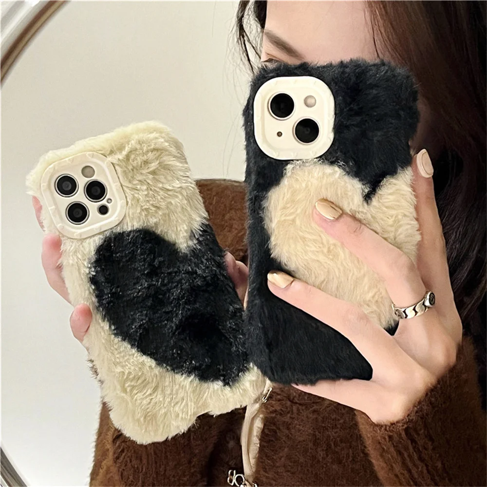 

Couple Plush Simple Love iPhone case for Apple 14ProMax 13/12/11 Student Personality Fashion Fall proof Phone Case
