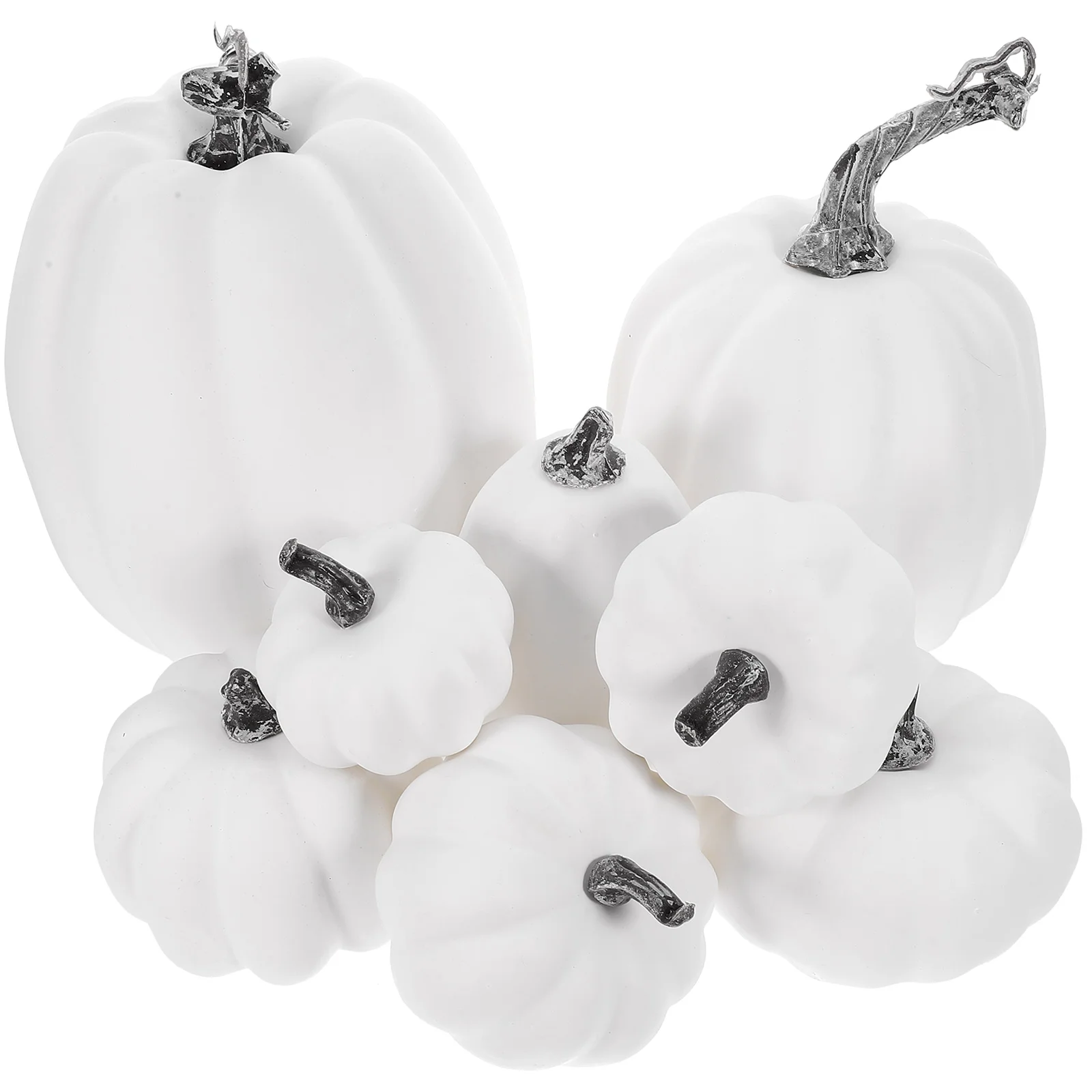 

8pcs Harvest Artificial White Pumpkins Decorative Pumpkins Faux Foams Pumpkins