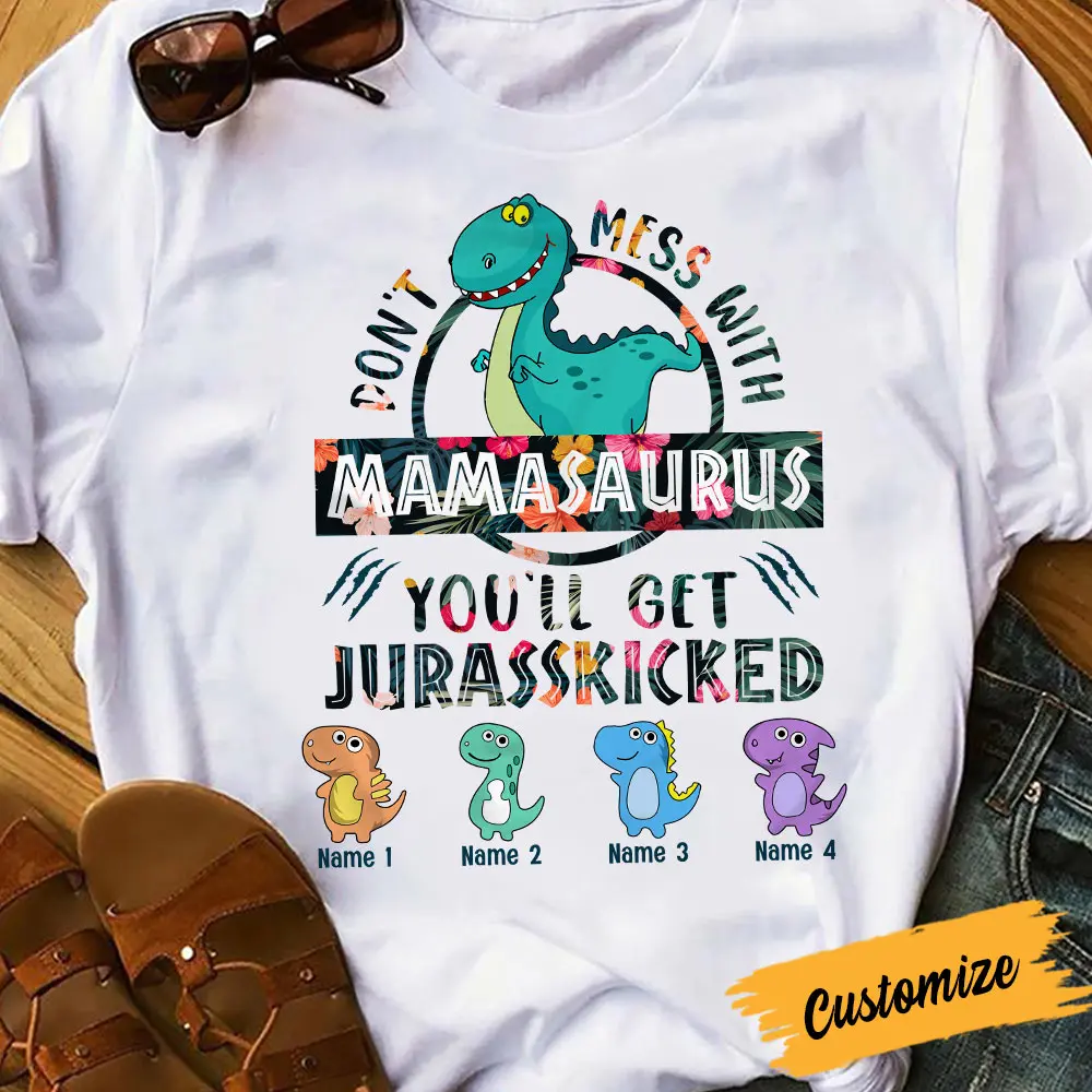 

Mom Dinosaur Print T Shirt Personalized Customed Short Sleeves Unisex Tshirt Casual Quality Tops Cotton Fabric 2022
