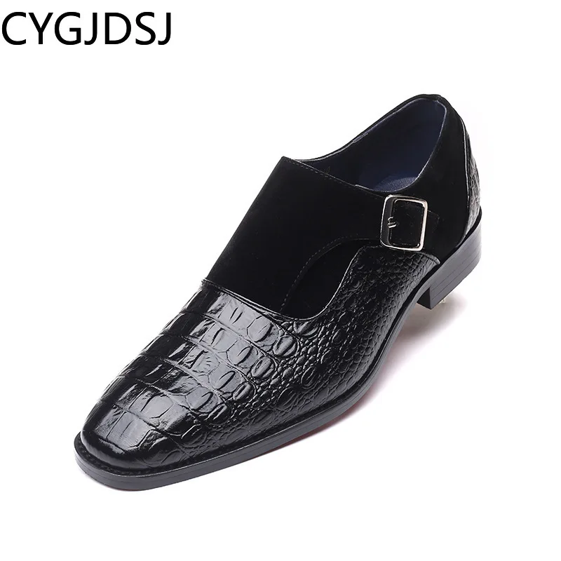 

Formal Crocodile Shoes Mens Leather Footwear Monk Strap Men Dress Shoes Italian Slip on For Man 2022 Zapatos Hombre Elegante