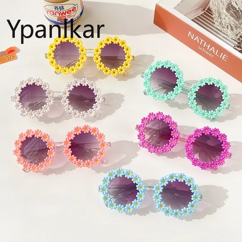 

Новинка, детские солнцезащитные очки, детские круглые солнцезащитные очки с цветами для девочек и мальчиков, детские спортивные очки с защи...