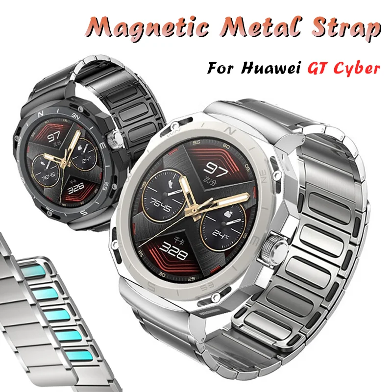 

Magnetic Metal Strap for Huawei GT Cyber Series Stainless Steel Watch Band Smart Watch Bracelet Replacement Adjustable Wristband