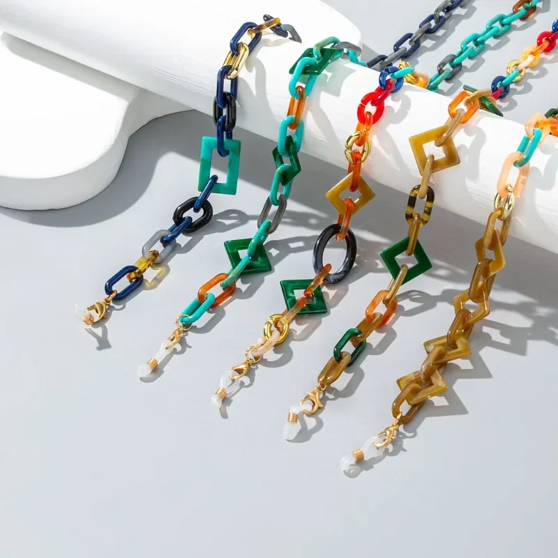 Модная разноцветная акриловая веревка для очков на шею винтажная цепочка