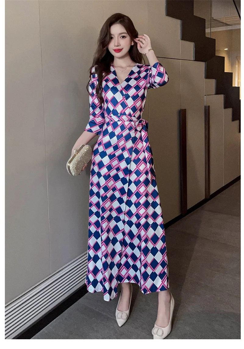 

Женское длинное платье с рисунком, винтажное элегантное богемное пляжное цельнокроеное платье с V-образным вырезом и цветочным принтом, эксклюзивное летнее платье