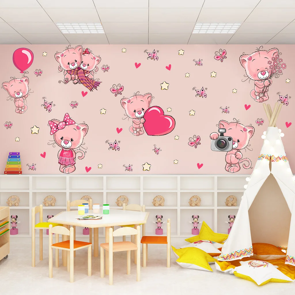 

Новый стильный розовый фон на День святого Валентина Наклейка на стену спальня гостиная украшение Декоративные наклейки