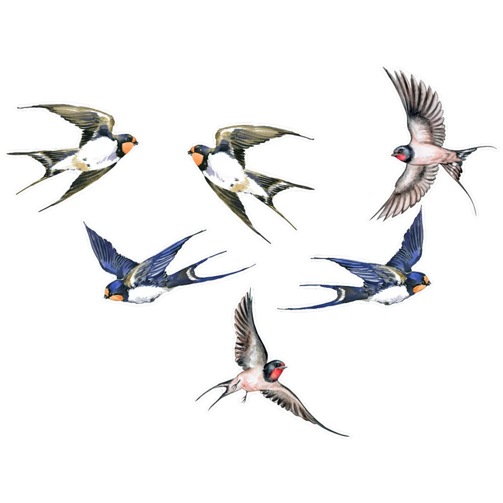 

6 Pcs Sticker DIY Static Window Cling Bird Strike Prevention Decorate Clings Birds Decal Back Pet Release Film Glass