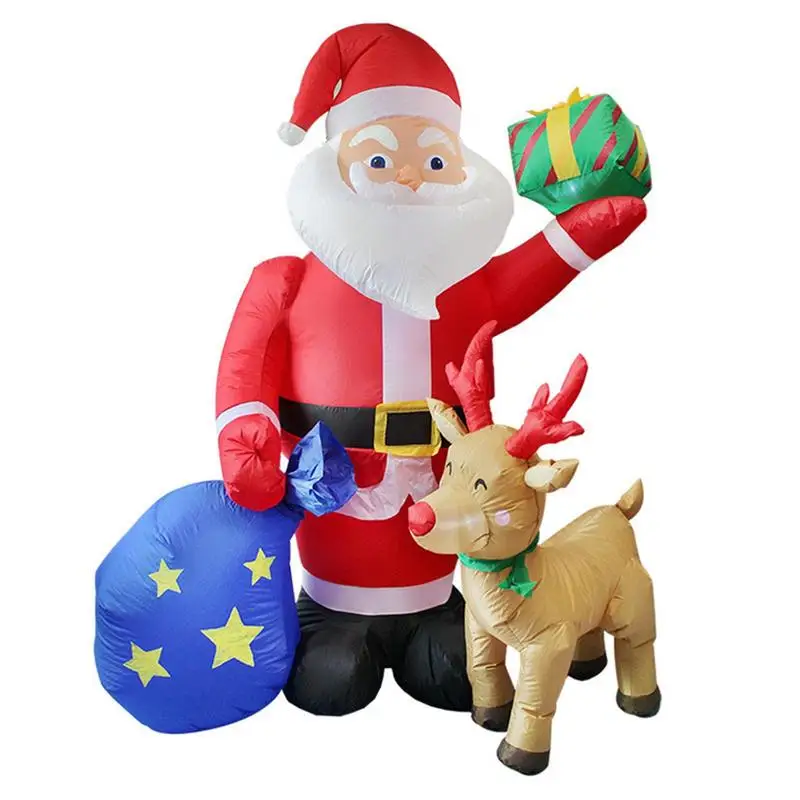 

Inflatable Santa Claus Outdoor 6ft Blow Up Santa Decor With Gift Bag And Elk Luminous Decorations For Garden Patio Lawn Home