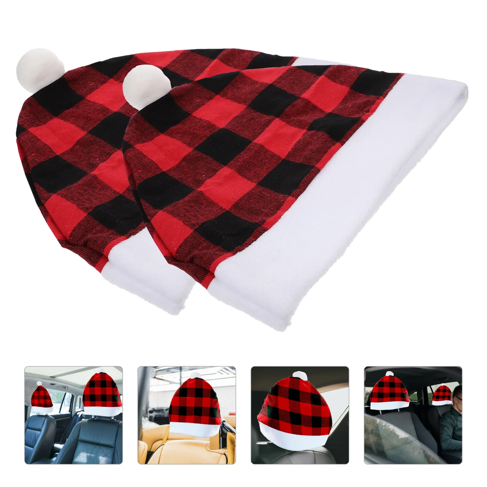 

2 Pcs Auto Front Head Rest Covers Car Decor Cap Car Accessories Interior Yule Decor