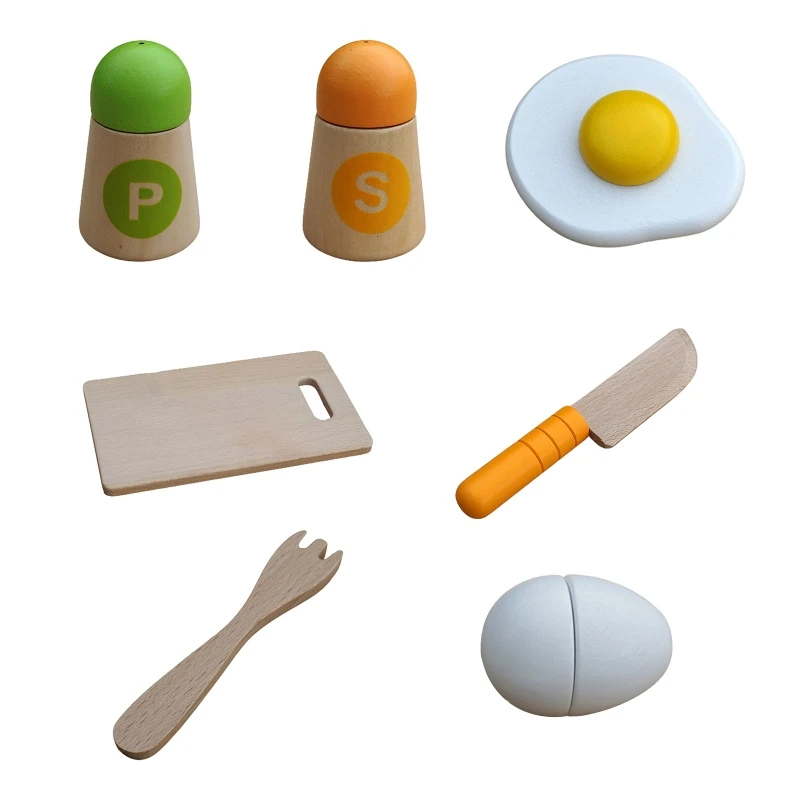 

Wooden Cutter Toy Play Food Cooking Chef Pretend Toy Creative Cutting Board/Spice Bottle Activity Toy for Toddlers DropShipping