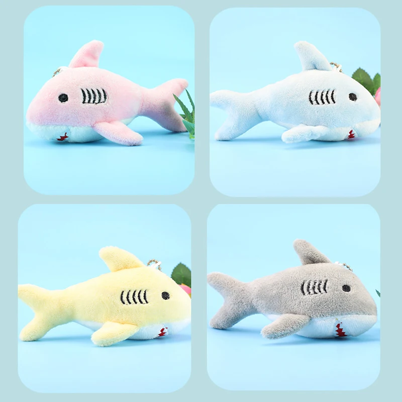 

4 Colors13cm Cute Soft Animal Plush Shark Doll Accessories Key Chain Toy Bag Room Decoration Car Key Pendant Delicate Charm Ring
