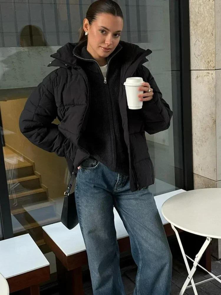 Новые модные толстые теплые хлопковые пальто с капюшоном для женщин